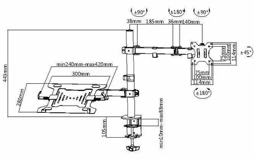 Soporte de escritorio articulado de doble brazo para monitor portátil de 13"-32 - Imagen 5