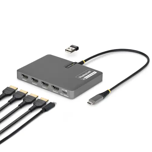 QUAD-USB-HDMI-ADAPT base para portátil y replicador de puertos Alámbrico USB 3.2 Gen 1 (3.1 Gen 1) Type-C Gris - Imagen 1