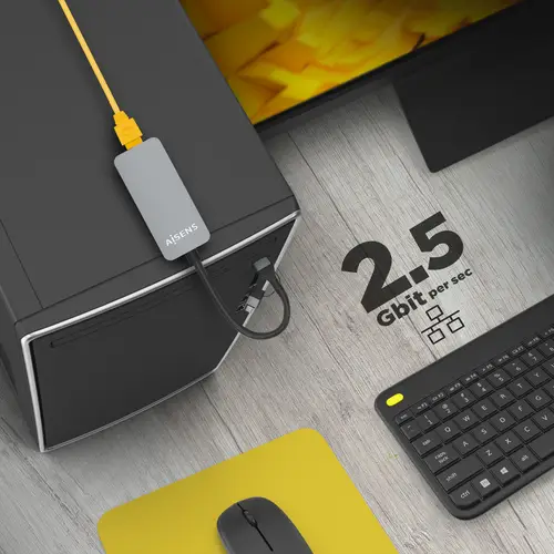 Conversor USB3.2 Gen1 USB-A+USB-C a Ethernet 2.5G 10/100/1000/2500 Mbps, Gris, 15cm - Imagen 5