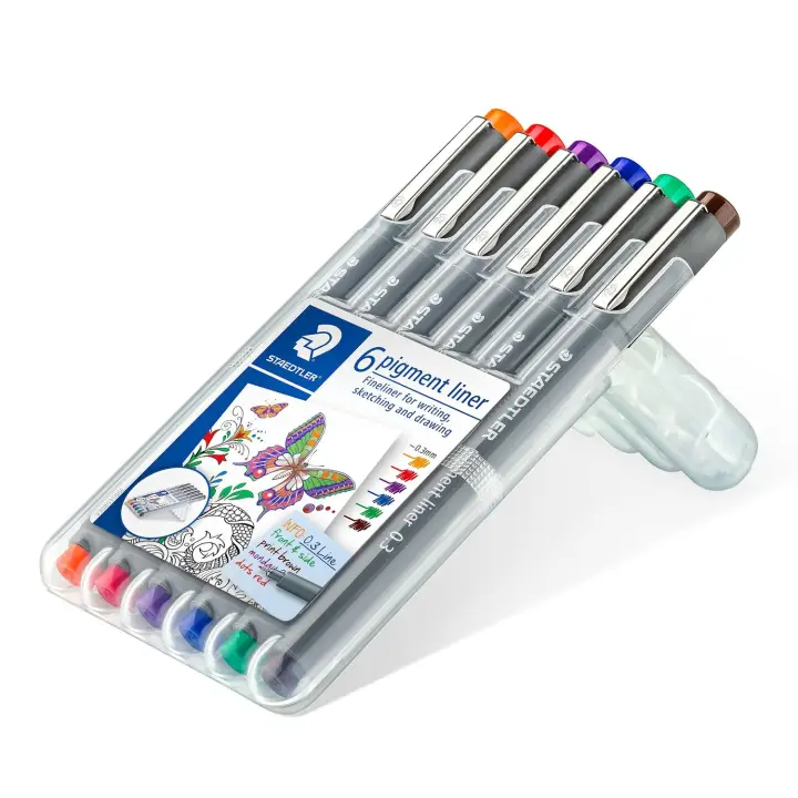 Pigment Liner rotulador de punta fina Fino Azul, Marrón, Verde, Naranja, Rojo, Violeta 6 pieza(s)