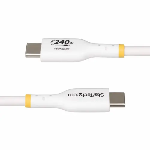 Cable de Carga para Portátil USB-C de 1m - Cable USB Tipo C USB 2.0 para Portátil - Blanco - Cable con Certificación USB-IF - PD 240W EPR - Recubrimiento de TPE - M/M - Imagen 4