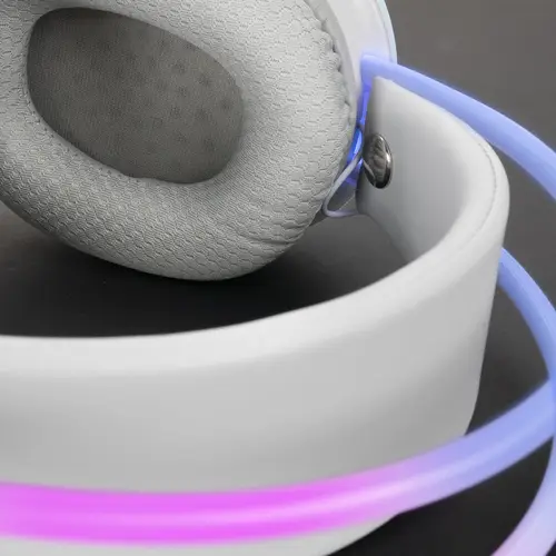 MH-GLOW Rosa, Auriculares 360° Full Chroma RGB Flow, Micrófono Cancelación de Ruido, Diseño Ultra-ligero, Almohadillas Mempory-Foam, Compatibilidad Universal - Imagen 5