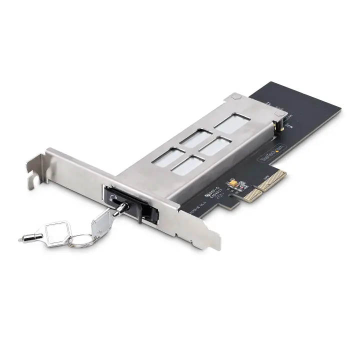Tarjeta PCIe x4 a SSD NVMe M.2 - Rack Móvil Backplane con Bandeja Removible Hot Swap Intercambiable en Caliente - Bahía de Unidad PCIe 4.0/3.0 - con Llave