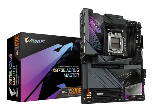 X870E AORUS MASTER Placa Base - Compatible con CPUs AMD Ryzen 9000, 16+2+2 fases VRM digitales, hasta 8600MHz DDR5 (OC), 3xPCIe 5.0 + 1xPCIe 4.0, Wi-Fi 7, LAN 5GbE, USB 4 - Imagen 1