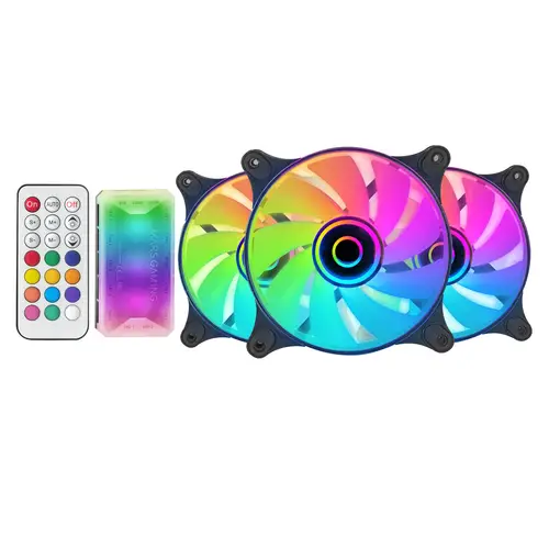 MF-3DKIT Negro, Kit 3 Ventiladores ARGB 360° 12cm, Espejo Infinito 3D, Sistema Anti-vibraciones, Controlador ARGB, Mando a Distancia RF, Compatibilidad Total - Imagen 2