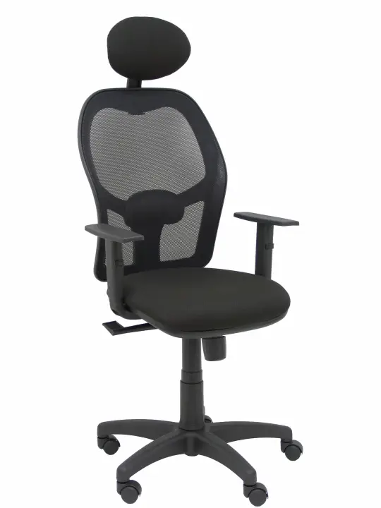 Silla Alocén malla negra asiento bali negro brazos regulables cabecero fijo
