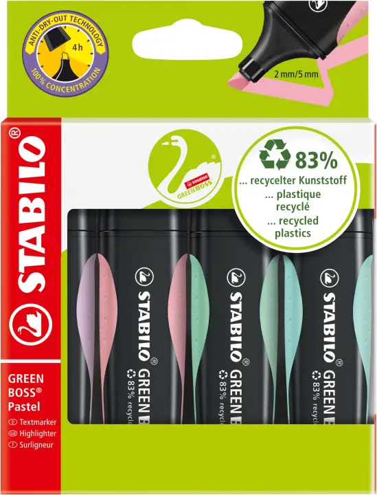 GREEN BOSS marcador 4 pieza(s) Punta de cincel Verde, Menta, Rosa, Violeta