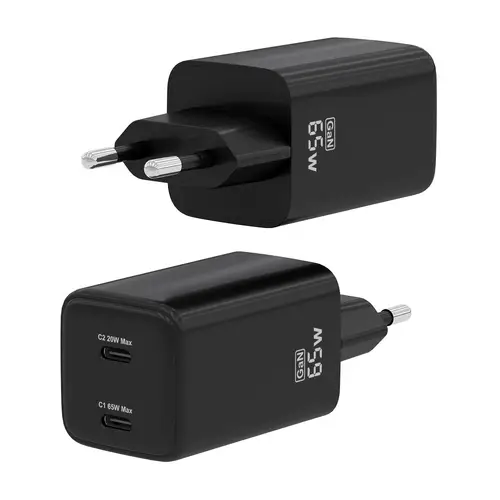 Cargador Gan 65W, 2xUSB-C PD3.0 QD4.0, Negro - Imagen 3