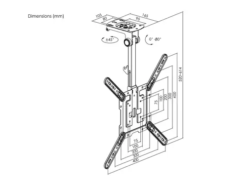 Soporte de TV para montaje en techo de 23"-55 - Imagen 5