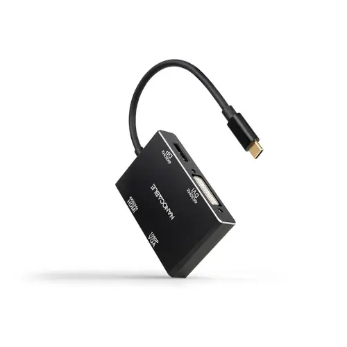 Conversor USB-C/M a HDMI/H + DVI/H + DP/H + VGA/H, Negro, 10 cm - Imagen 1
