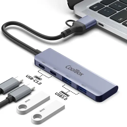 HUB4 LITE USB-C/A 4 PUERTOS 2USB-C Y 2USB-A 3.2 GEN1 ALUMINIO - Imagen 3
