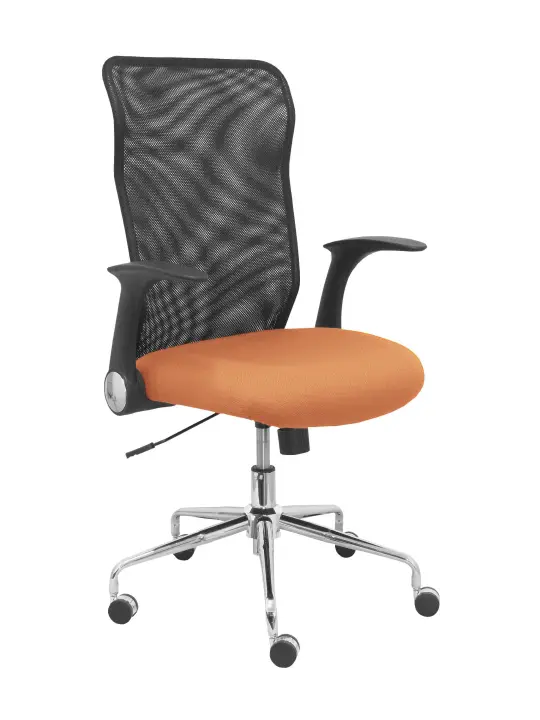 Silla Minaya respaldo malla negro asiento bali marrón