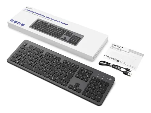 EW3296 teclado Universal RF inalámbrica + USB QWERTY Español Negro, Gris - Imagen 2