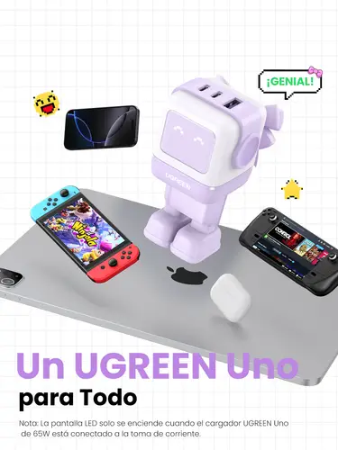 Nexode RG 65W 3-Port GaN Ordenador portátil, Teléfono móvil, Ratón, Portátil, Batería portátil, Teléfono Rosa Corriente alterna Carga rápida Interior - Imagen 10