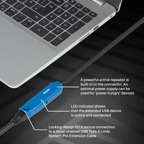 43381 cable USB USB 3.2 Gen 1 (3.1 Gen 1) 8 m USB C USB A Negro, Azul - Imagen 5