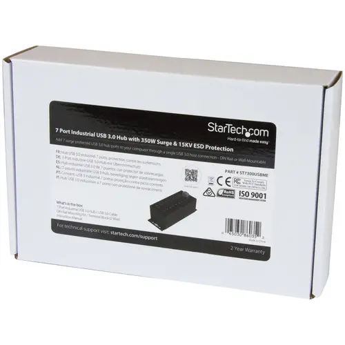 Hub Concentrador Ladrón USB de 7 Puertos con Adaptador de Corriente - con Protección ESD 350W - Hub Industrial USB 3.0 - de Pared Carril DIN o Mesa - Hub USB 3.2 Gen 1 de 5Gbps - Imagen 5