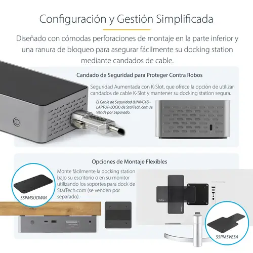 Mini Docking Station USB-C - Replicador de Puertos para 4 Monitores DisplayPort y HDMI 4K 60Hz - con PD de 100W - Hub Ladrón USB con 3x USB-A y 1x USBC, Red Ethernet, Audio - Imagen 13