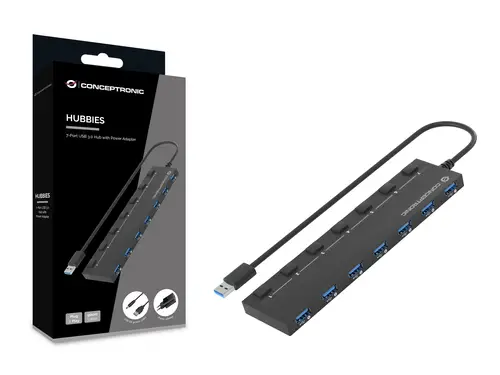 HUBBIES19BP hub de interfaz USB 3.2 Gen 1 (3.1 Gen 1) Type-A 5000 Mbit/s Negro - Imagen 2