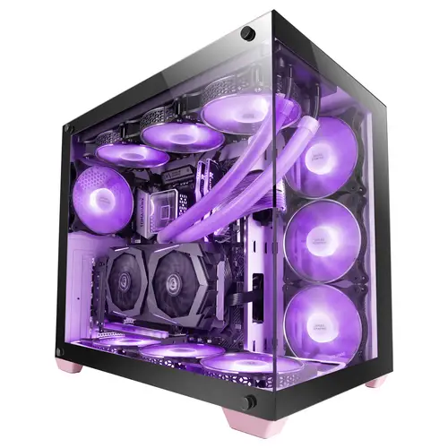 MCV4 Rosa, Torre Gaming Custom XXL E-ATX, Ventana Cristal Templado Lateral y Frontal Sin Marco, Estructura Modular Doble Cámara - Imagen 3