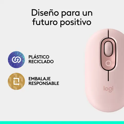 POP Mouse, ratón inalámbrico Bluetooth compacto y portátil con botones programables y clics discretos, tecnología Easy-Switch para alternar hasta 3 dispositivos, portátil, tablet, PC: Rosa - Imagen 11