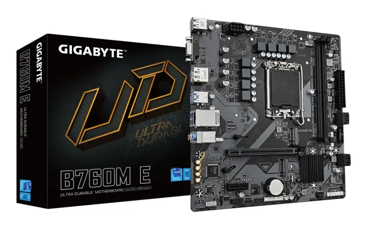 B760M E Placa base - Compatible con procesadores Intel Core 14ª generación, VRM de 6+1+1 fases, hasta 7200 MHz DDR5 (OC), 2xPCIe 4.0 M.2, LAN 1 GbE, USB 3.2 Gen 1