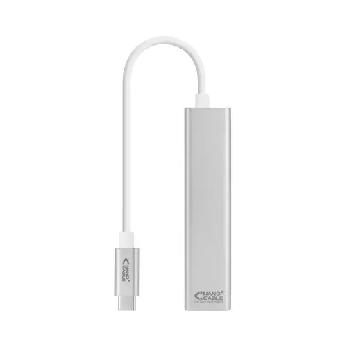Conversor USB-C a Ethernet Gigabit + 3xUSB 3.0, Plata, 15 cm - Imagen 2