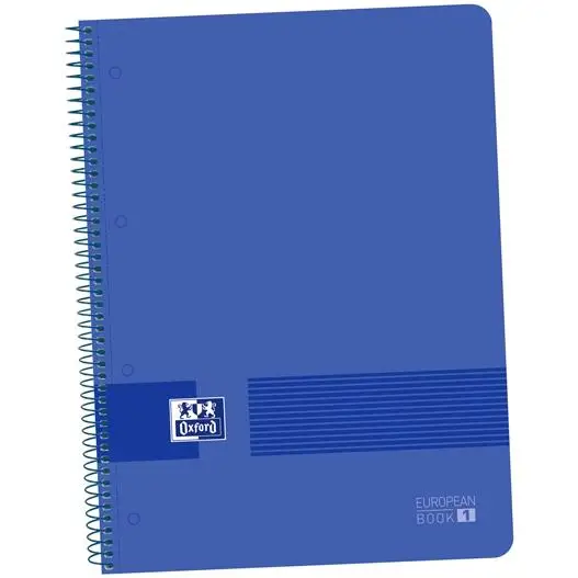 OXFORD LIVE&GO CUADERNO EUROPEANBOOK 1 ESPIRAL 80H 5X5 T/PLÁSTICO A4+ AZUL MARINO -5U-