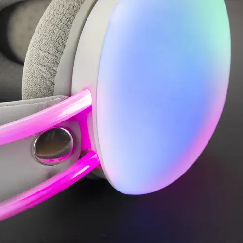 MH-GLOW Rosa, Auriculares 360° Full Chroma RGB Flow, Micrófono Cancelación de Ruido, Diseño Ultra-ligero, Almohadillas Mempory-Foam, Compatibilidad Universal - Imagen 4