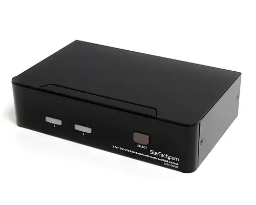 Conmutador Switch KVM - 2 puertos USB 2.0 - Audio Vídeo DVI - Imagen 1