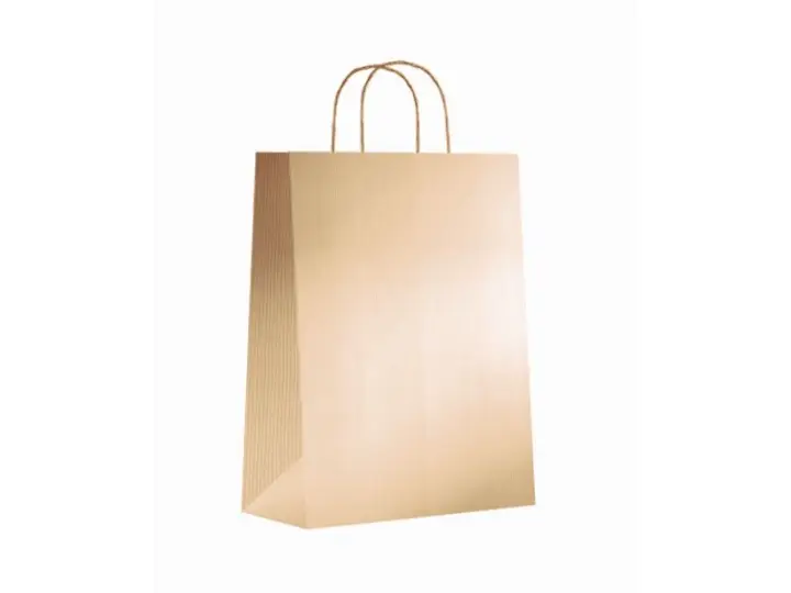 Paq.25 bolsas papel asa retorcida formato s 24+10x32cm 90gr oro 02003013