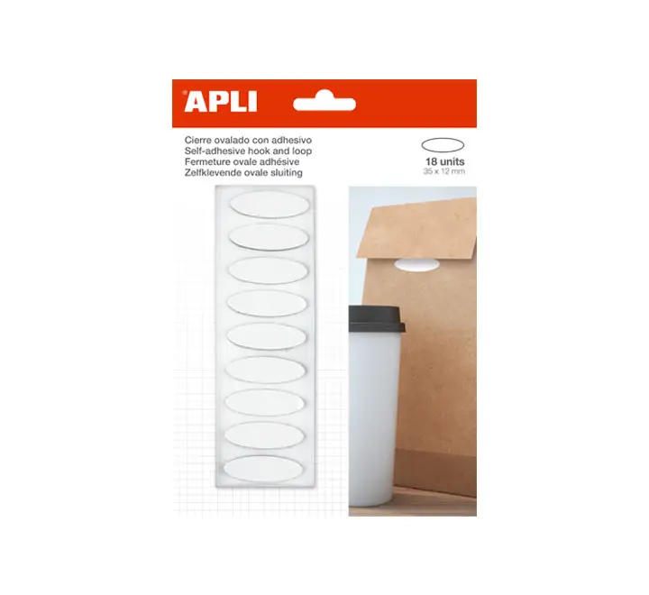 B. 18U CIERRE OVAL. ADH. APLI 35X12 VELCRO BL