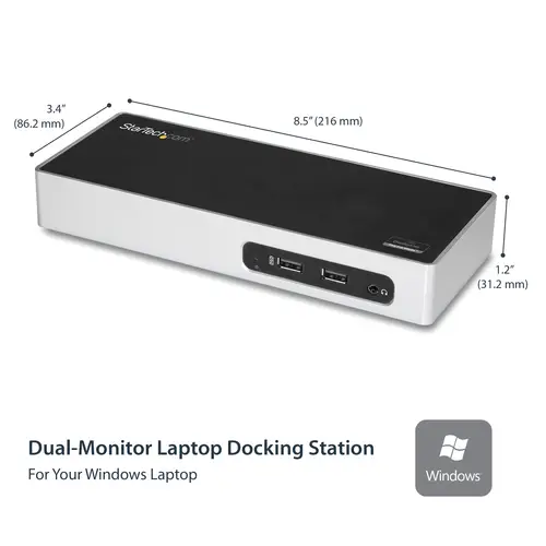 Replicador de Puertos USB 3.0 - Docking Station de Portátil para Dos Pantallas con Vídeo HDMI & DVI/VGA - Ladrón Hub de 6 Puertos USB 3.1 Gen 1 5Gbps, GbE y Audio - Dock Universal Tipo A - Win Mac - Imagen 3