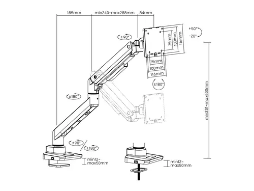 Soporte de escritorio para monitor de 17«-49», negro - Imagen 6