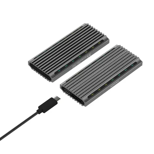 Caja Externa M.2 RGB Gaming ASM2-RGB011GR SATA/NVMe A USB3.1 Gen2, Gris - Imagen 3