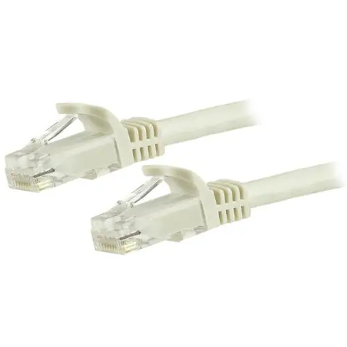 Cable de Red Gigabit Ethernet 15m UTP Patch Cat6 Cat 6 RJ45 Snagless Sin Enganches - Blanco - Imagen 1