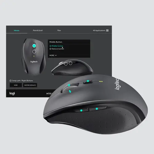 Customizable Mouse M705 ratón Oficina mano derecha RF inalámbrico Óptico 1000 DPI - Imagen 4
