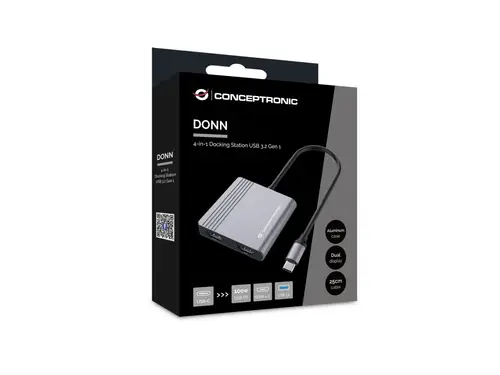 DONN13G base para portátil y replicador de puertos Alámbrico USB 3.2 Gen 1 (3.1 Gen 1) Type-C Gris - Imagen 5