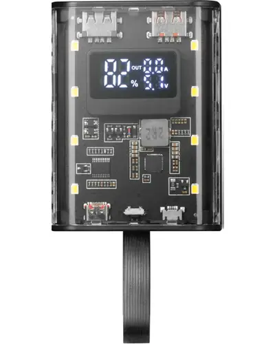 MPK-10K, Power Bank Compacta 22.5W, Carga Rápida QC3.0 & PD3.0 10000mAh, Monitorización Inteligente de Batería con Carga Múltiple, Cordón + Linterna LED, Conectividad Universal, Negro - Imagen 1
