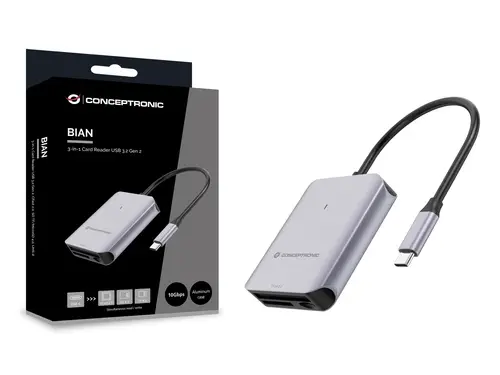 BIAN09G lector de tarjeta USB 3.2 Gen 2 Type-C Gris - Imagen 4