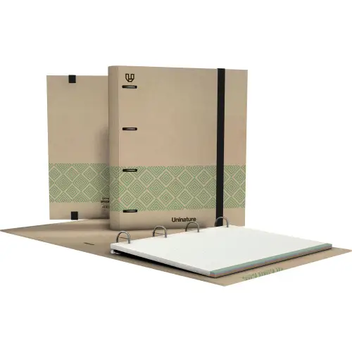 GRAFOPLÁS CARPETA ANILLAS MIXTAS 4D35 CARPEBOOK A4 C/RECAMBIO 100H FORRADO UNINATURE VERDE