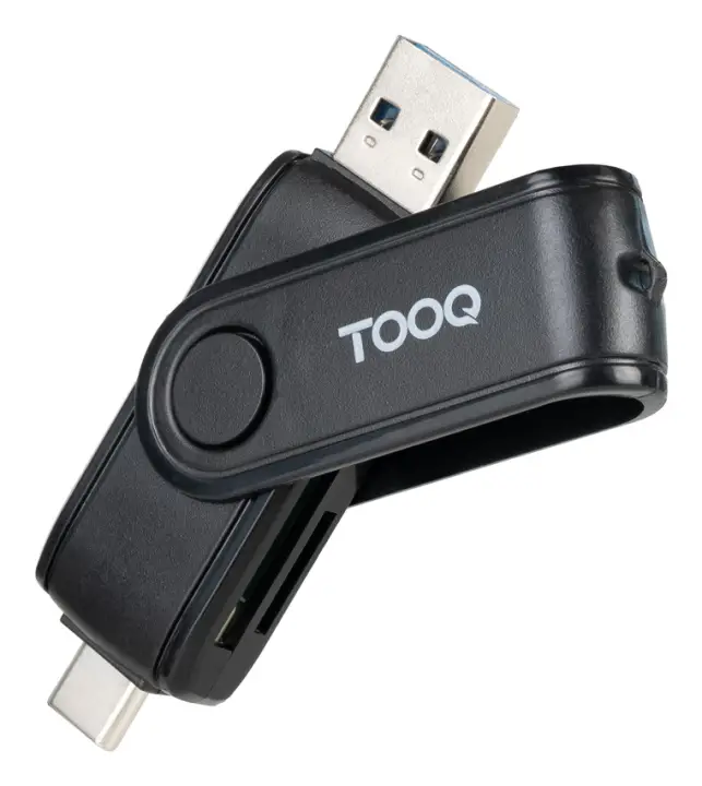 Lector de Tarjetas USB (USB-C 2.0 + USB A 3.0), SD/TF, Color Negro