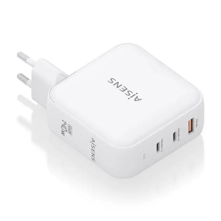 Cargador GaN 140W, 2xUSB-C PD3.1 QC4.0, 1xUSB-A QC3.0, Blanco
