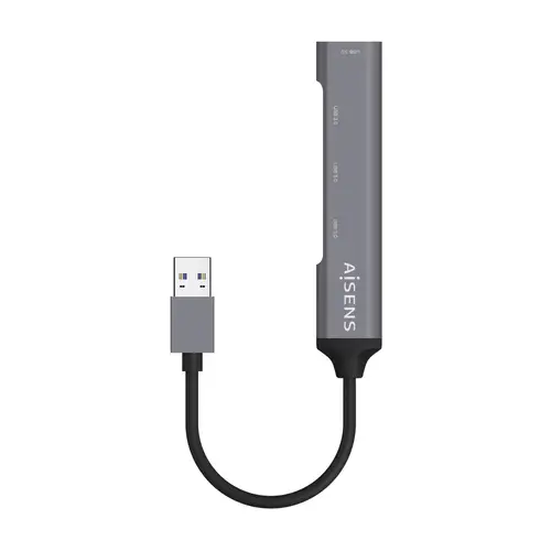 Hub USB 3.0 Aluminio, Tipo A/M - 4x Tipo A/H, Gris, 10cm - Imagen 2
