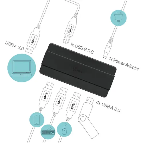 USB 3.0 Charging HUB 4 Port + Power Adapter - Imagen 4