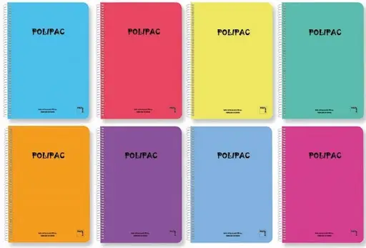 CUADERNO SERIE POLIPAC TAPA POLIPROPILENO FOLIO (215X310MM.) 80 HOJAS CUADRÍCULA 4X4 8 COLORES SURTIDOS PACSA 16952