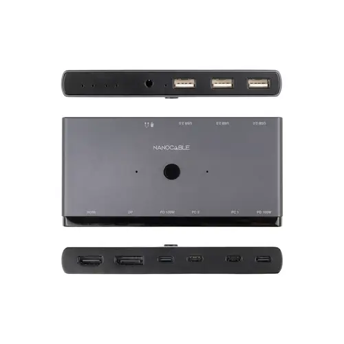 Switch Conmutador KVM 2x USB-C a 3xUSB-A+2xPD+HDMI+DP+Audio - Imagen 3