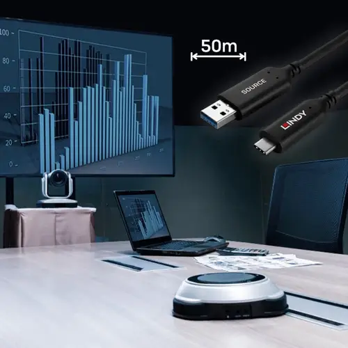 43397 cable USB USB 3.2 Gen 1 (3.1 Gen 1) 50 m USB A USB C 5 Gbit/s Negro - Imagen 5