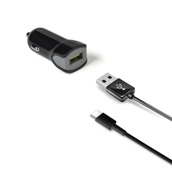 CCUSBTYPEC cargador de dispositivo móvil Smartphone, Tableta Negro Encendedor de cigarrillos Auto