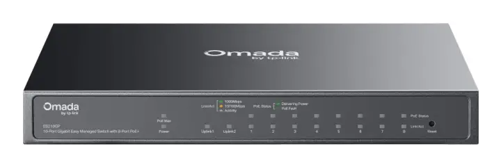 Omada ES210GP switch Gestionado L2 Gigabit Ethernet (10/100/1000) Energía sobre Ethernet (PoE) DIN rail Negro