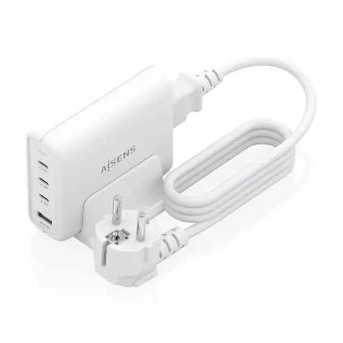 Cargador Sobremesa GaN 140W, 3x USB-C PD3.1 QC4.0 QC5.0, 1x USB-A QC3.0, Blanco - Imagen 2